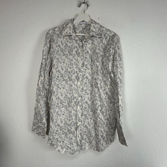 Calvin Klein Jeans Womens White & Gray Animal Print Button-Up Shirt Small New - Picture 1 of 7